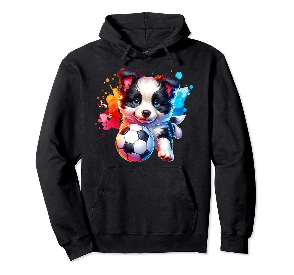 Border Collie Soccer Player Dog Fan Ball Hoodie - Unique Graphic Unisex - T-Shirt, Sweatshirt, Hoodie