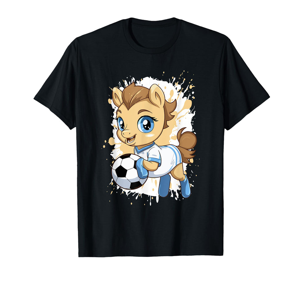 Horse Playing Soccer Comic Soccer Team T-Shirt - Graphic Print Unisex - T-Shirt, Sweatshirt, Hoodie