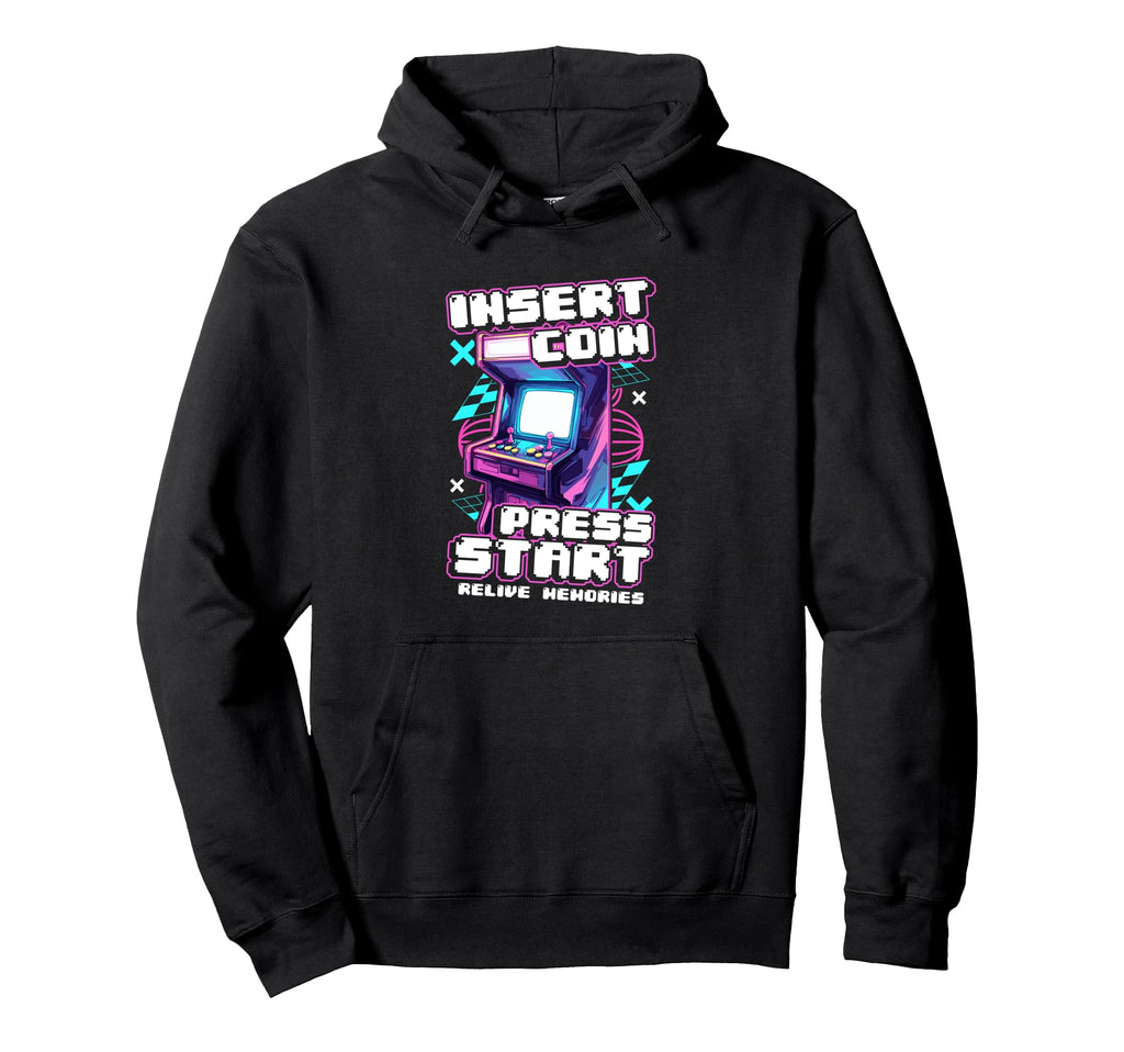 Arcade Machine Insert Coin Press Start Hoodie - Trendy Graphic Men Women - T-Shirt, Sweatshirt, Hoodie