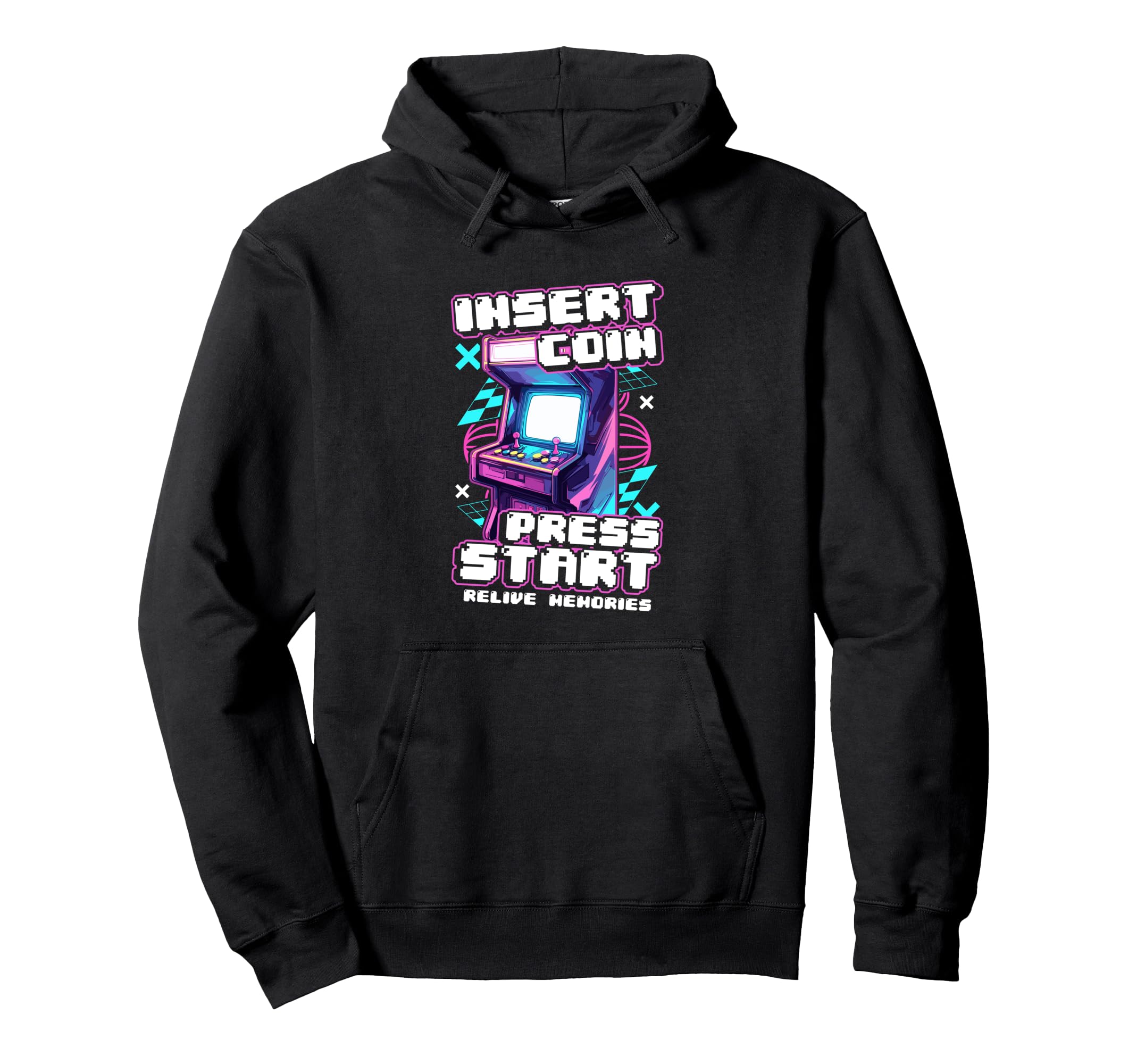 Arcade Machine Insert Coin Press Start Hoodie - Trendy Graphic Men Women - T-Shirt, Sweatshirt, Hoodie