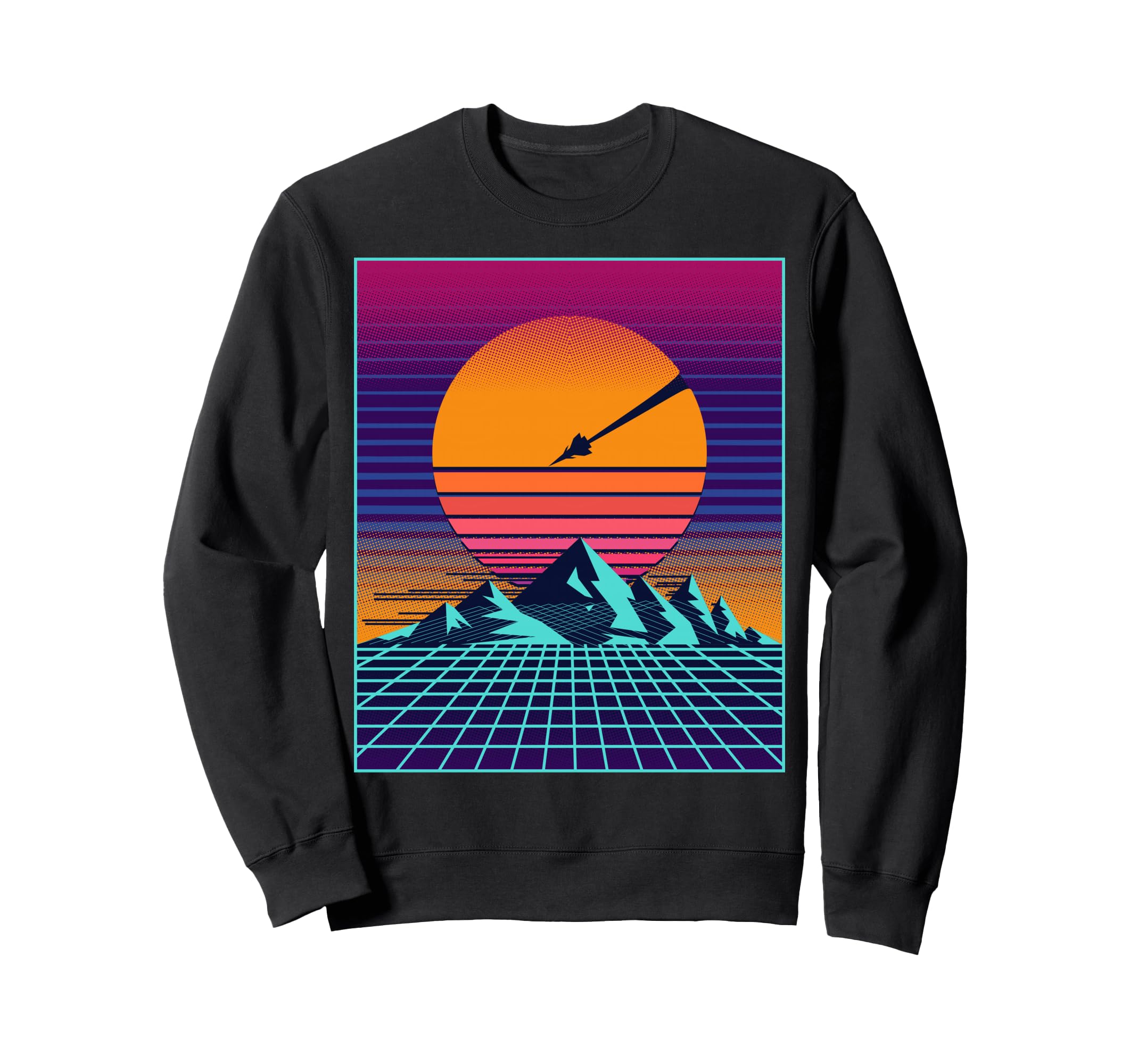 80S Vaporwave Outrun Sun 80 Aesthetic Sweatshirt - Minimalist Print Unisex - T-Shirt, Sweatshirt, Hoodie