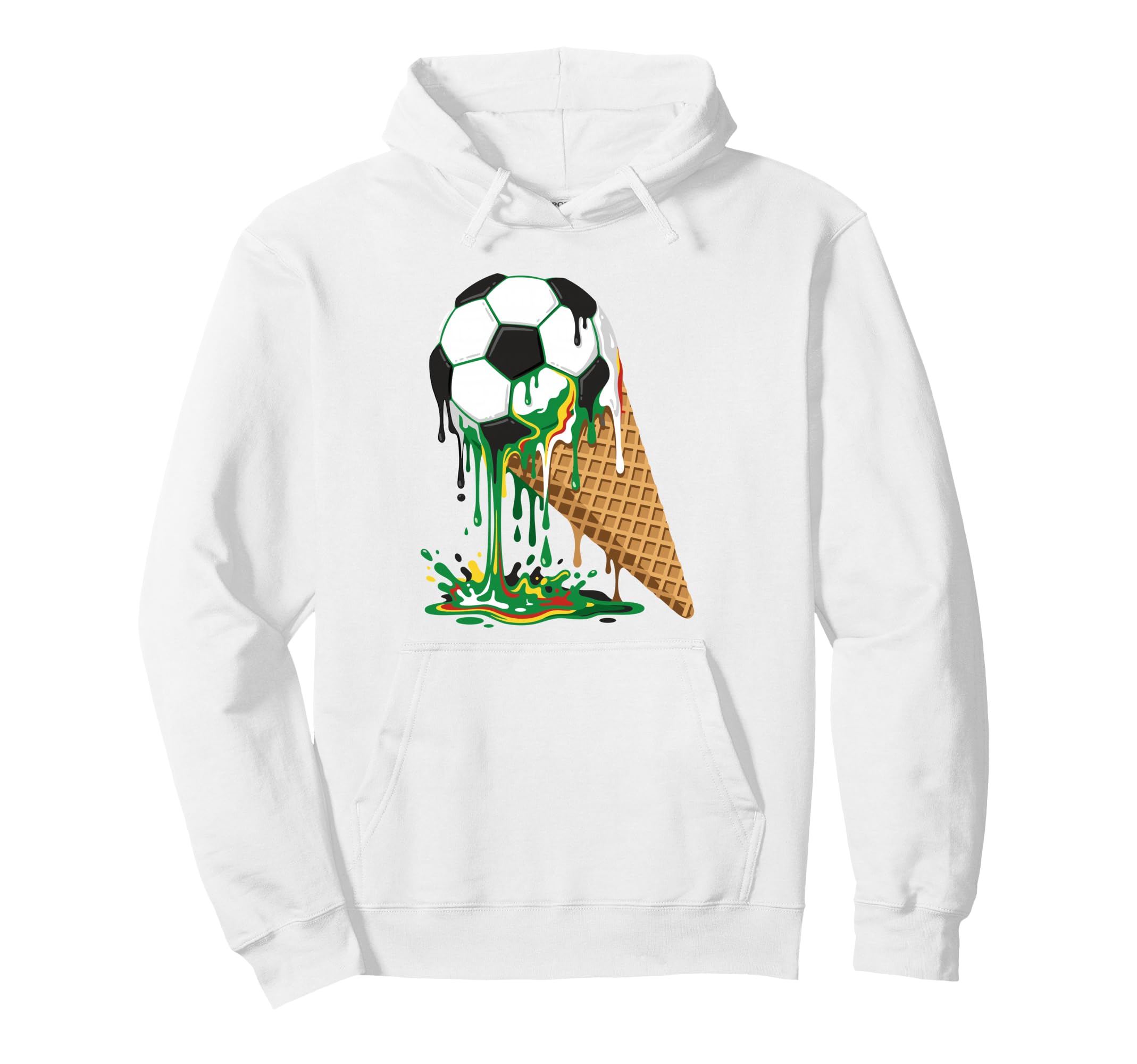 Soccer Ice Cream Dripping Ball Waffle Hoodie - Streetwear Style for Adults - T-Shirt, Sweatshirt, Hoodie