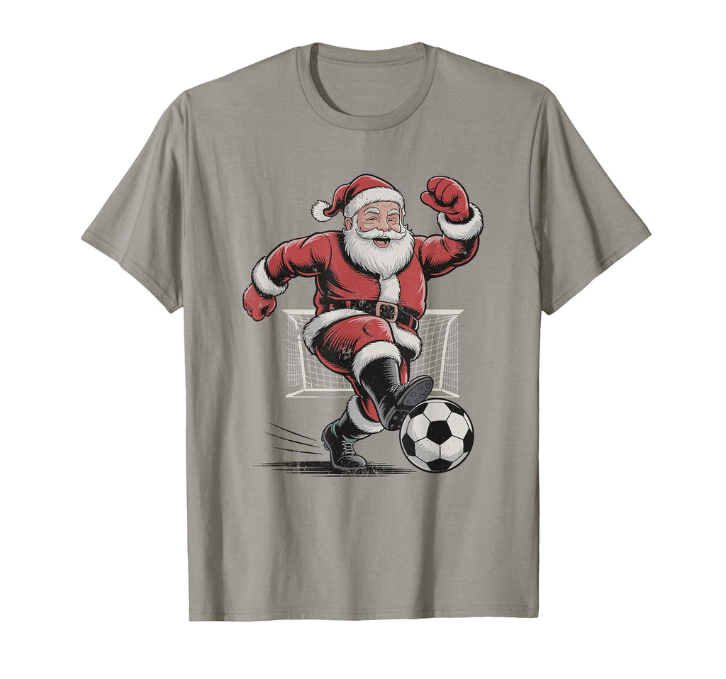 Santa Playing Soccer 90S Holiday T-Shirt - Custom Art Print Unisex - T-Shirt, Sweatshirt, Hoodie