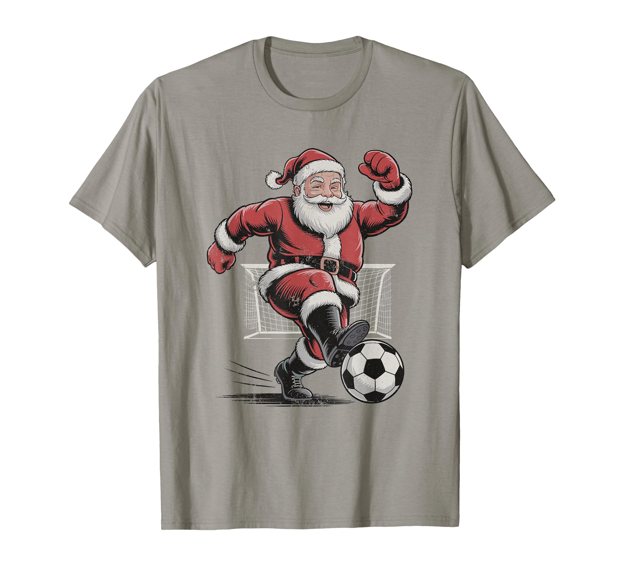 Santa Playing Soccer 90S Holiday T-Shirt - Custom Art Print Unisex - T-Shirt, Sweatshirt, Hoodie