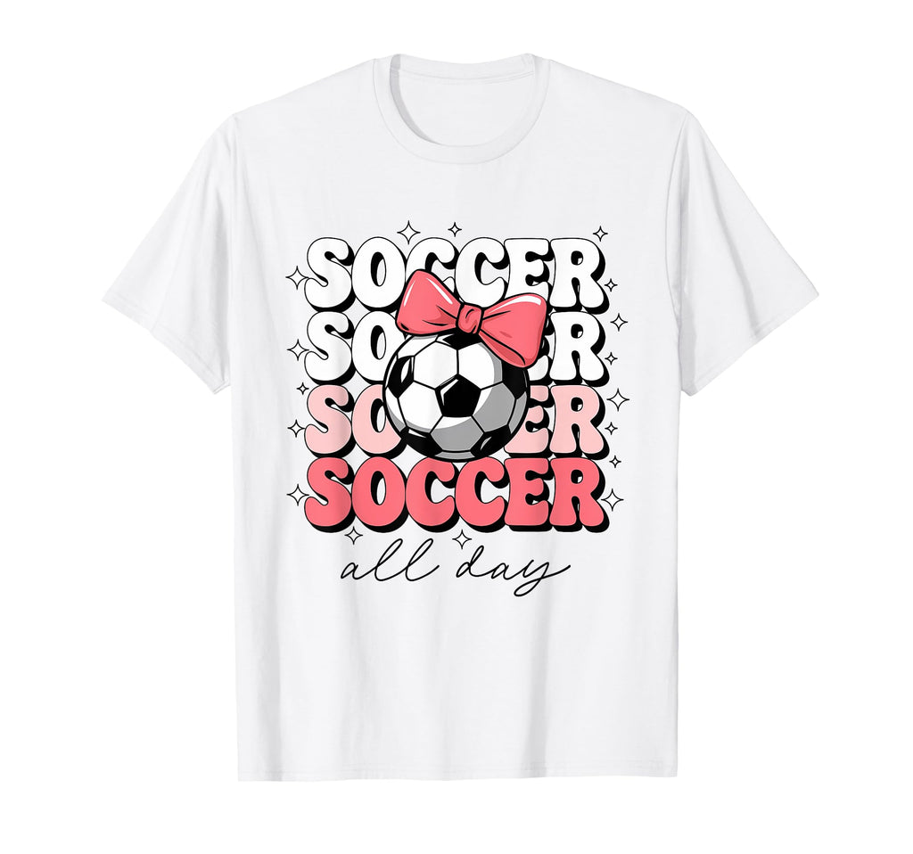 Groovy Soccer Coquette Bow Soccer All T-Shirt - Aesthetic Graphic Unisex - T-Shirt, Sweatshirt, Hoodie