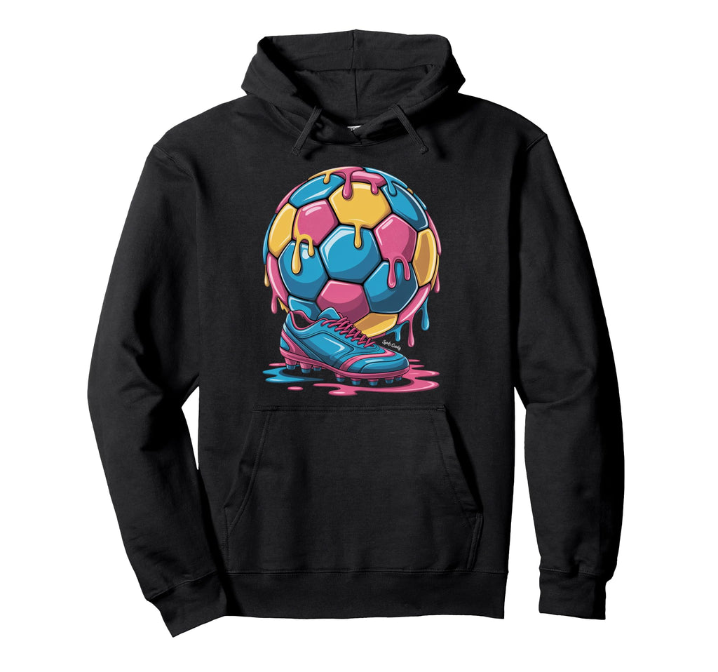 Soccer Ball Drip Ice Cream Drip Game Hoodie - Novelty Apparel Men Women - T-Shirt, Sweatshirt, Hoodie