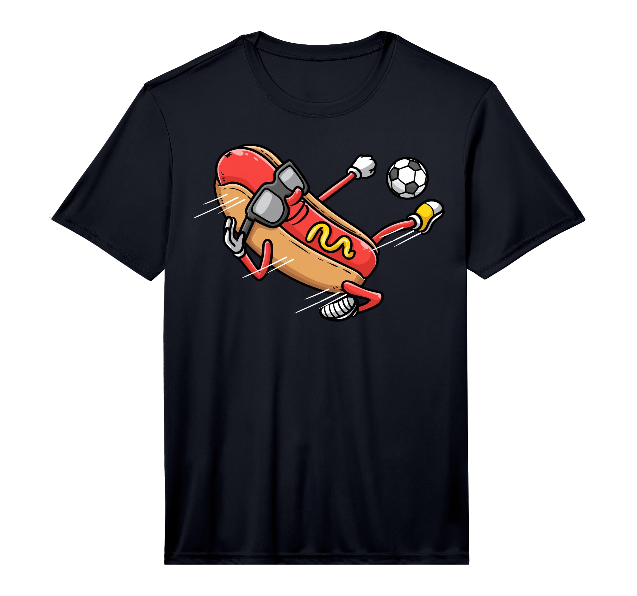 Soccer Player Hotdog Hot Dogs Playing T-Shirt - Novelty Apparel for Adults - T-Shirt, Sweatshirt, Hoodie