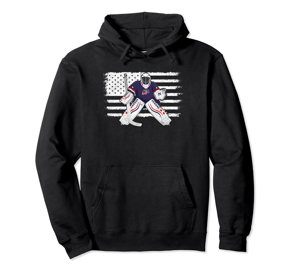 Usa Flag Ice Hockey Enthusiast Player Hoodie - Custom Art Print for Adults - T-Shirt, Sweatshirt, Hoodie