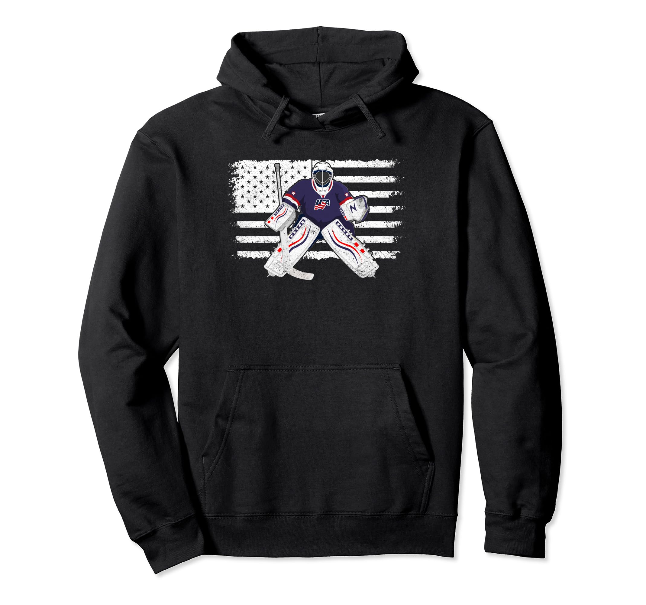 Usa Flag Ice Hockey Enthusiast Player Hoodie - Custom Art Print for Adults - T-Shirt, Sweatshirt, Hoodie