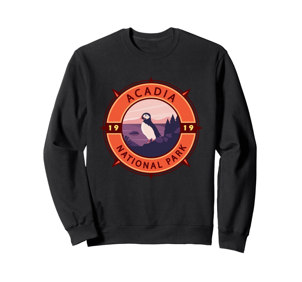 Acadia National Park Puffin Compass Sweatshirt - Streetwear Style Unisex - T-Shirt, Sweatshirt, Hoodie