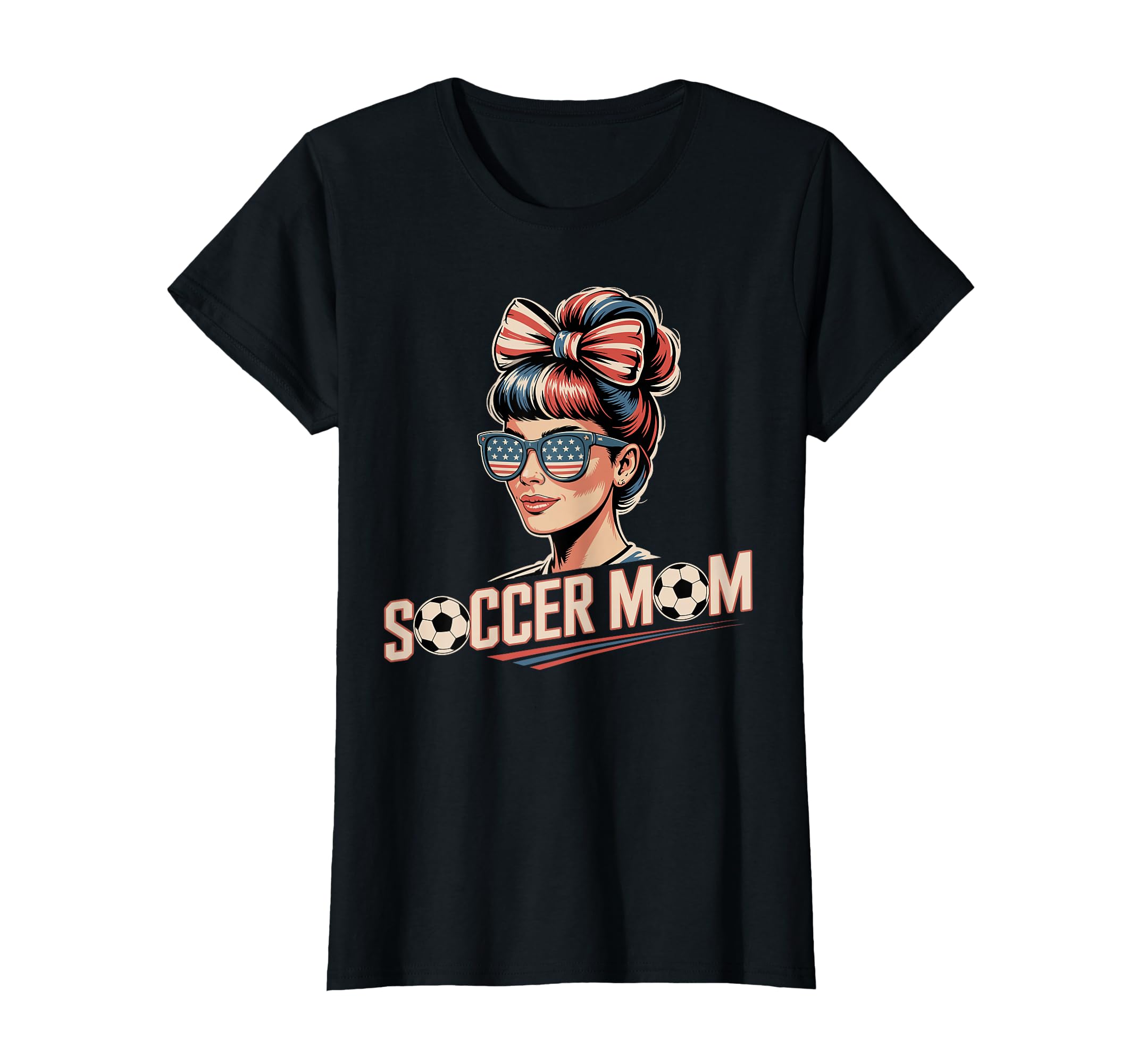 Patriotic Soccer Mom American Flag T-Shirt - Graphic Print Men Women - T-Shirt, Sweatshirt, Hoodie