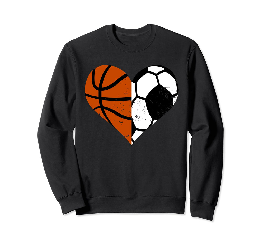 Soccer Basketball Heart Funny Sweatshirt - Fun Novelty Design Men Women - T-Shirt, Sweatshirt, Hoodie