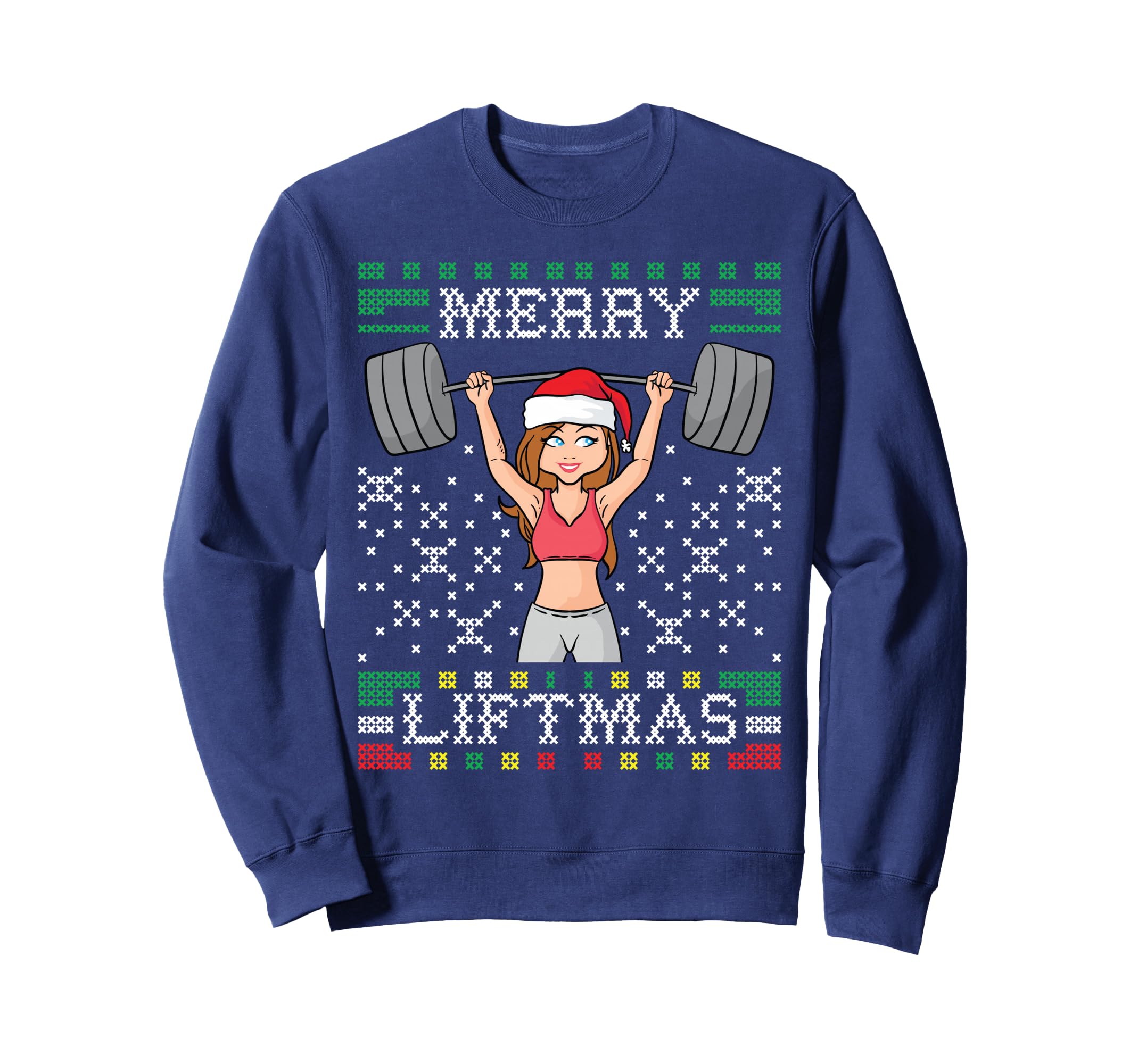 Merry Liftmas Ugly Miss Santa Gym Sweatshirt - Graphic Print Men Women - T-Shirt, Sweatshirt, Hoodie