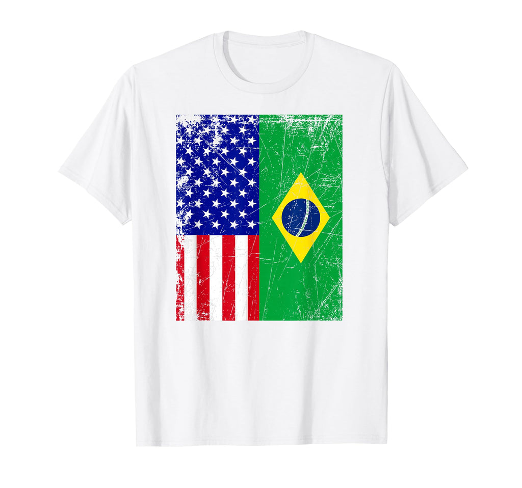 Brazilian American Flag Half Brazil T-Shirt - Fun Novelty Design Unisex - T-Shirt, Sweatshirt, Hoodie
