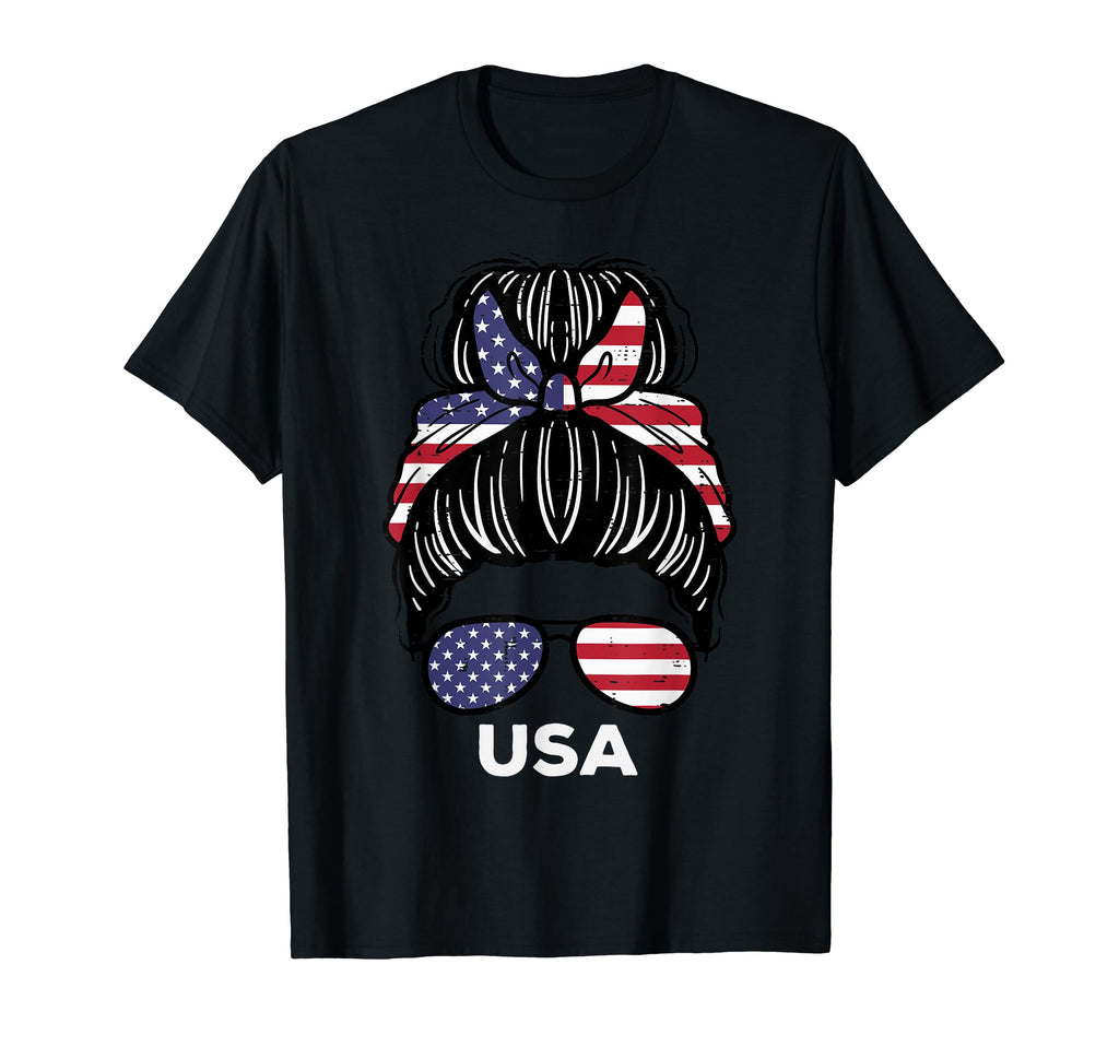Usa Flag America Hairbun Football T-Shirt - Graphic Print for Adults - T-Shirt, Sweatshirt, Hoodie