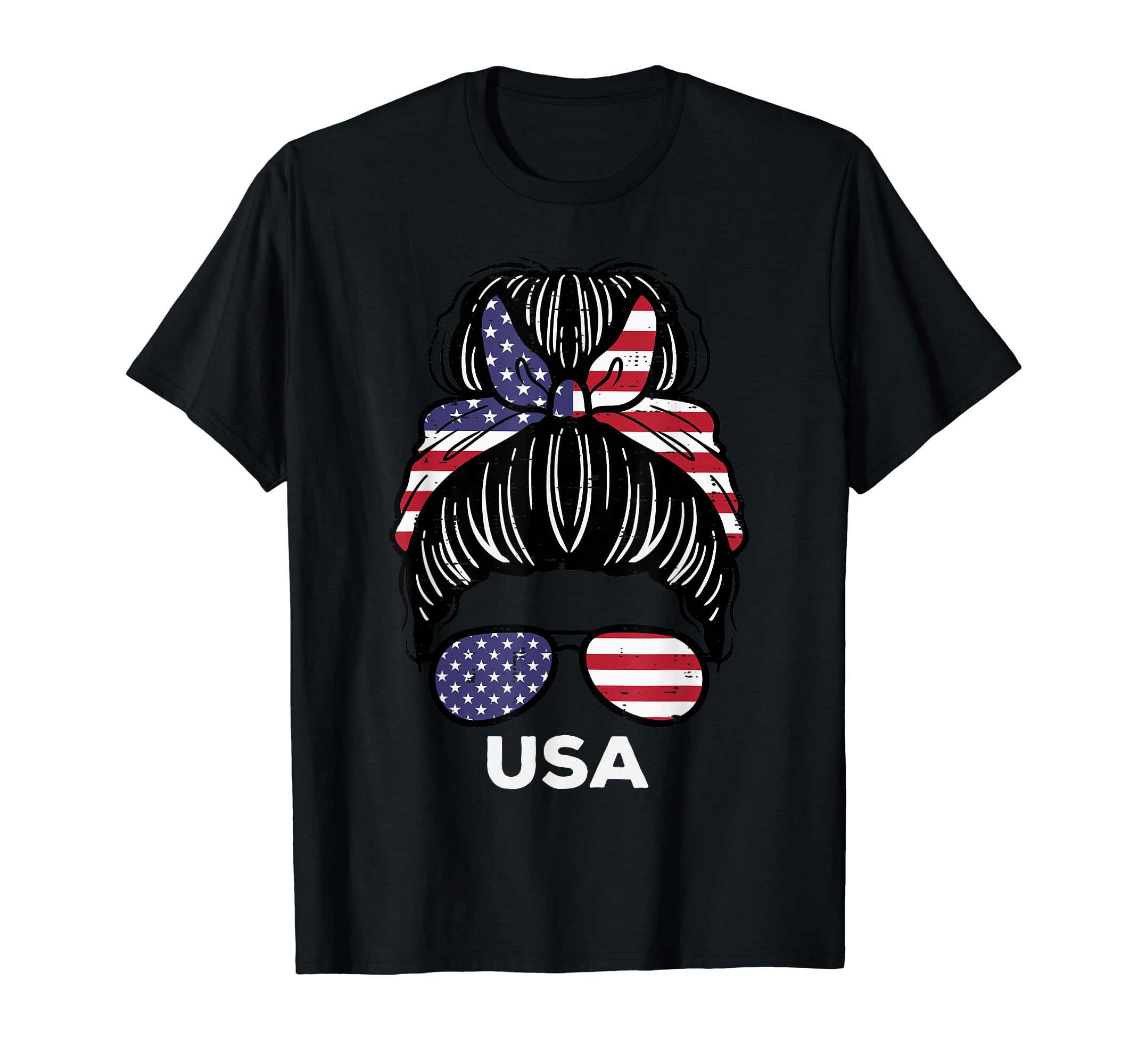 Usa Flag America Hairbun Football T-Shirt - Graphic Print for Adults - T-Shirt, Sweatshirt, Hoodie