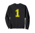 Number 1 One Varsity Distressed Sport Sweatshirt - Minimalist Print Unisex - T-Shirt, Sweatshirt, Hoodie