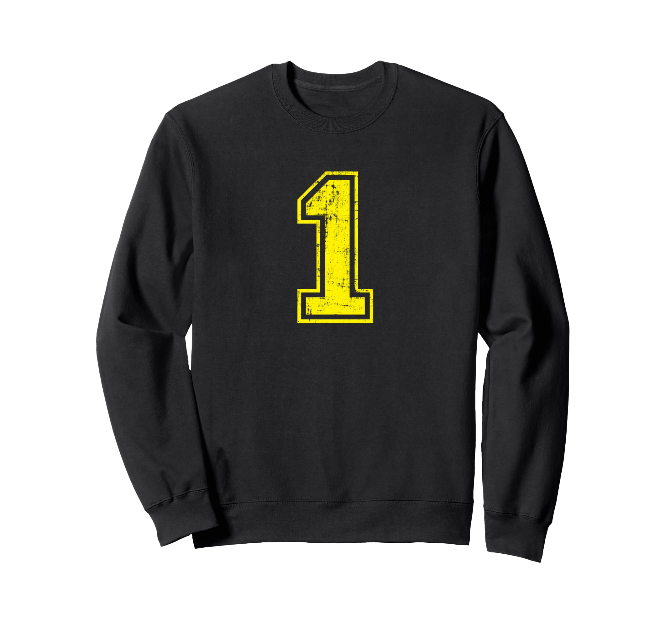 Number 1 One Varsity Distressed Sport Sweatshirt - Minimalist Print Unisex - T-Shirt, Sweatshirt, Hoodie