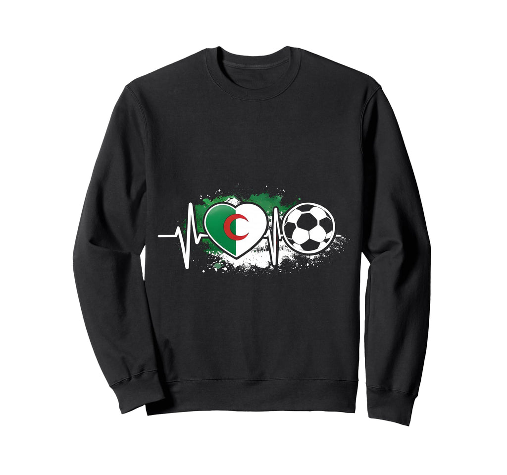 Algerian Soccer Heartbeat Flag Sweatshirt - Minimalist Print Men Women - T-Shirt, Sweatshirt, Hoodie