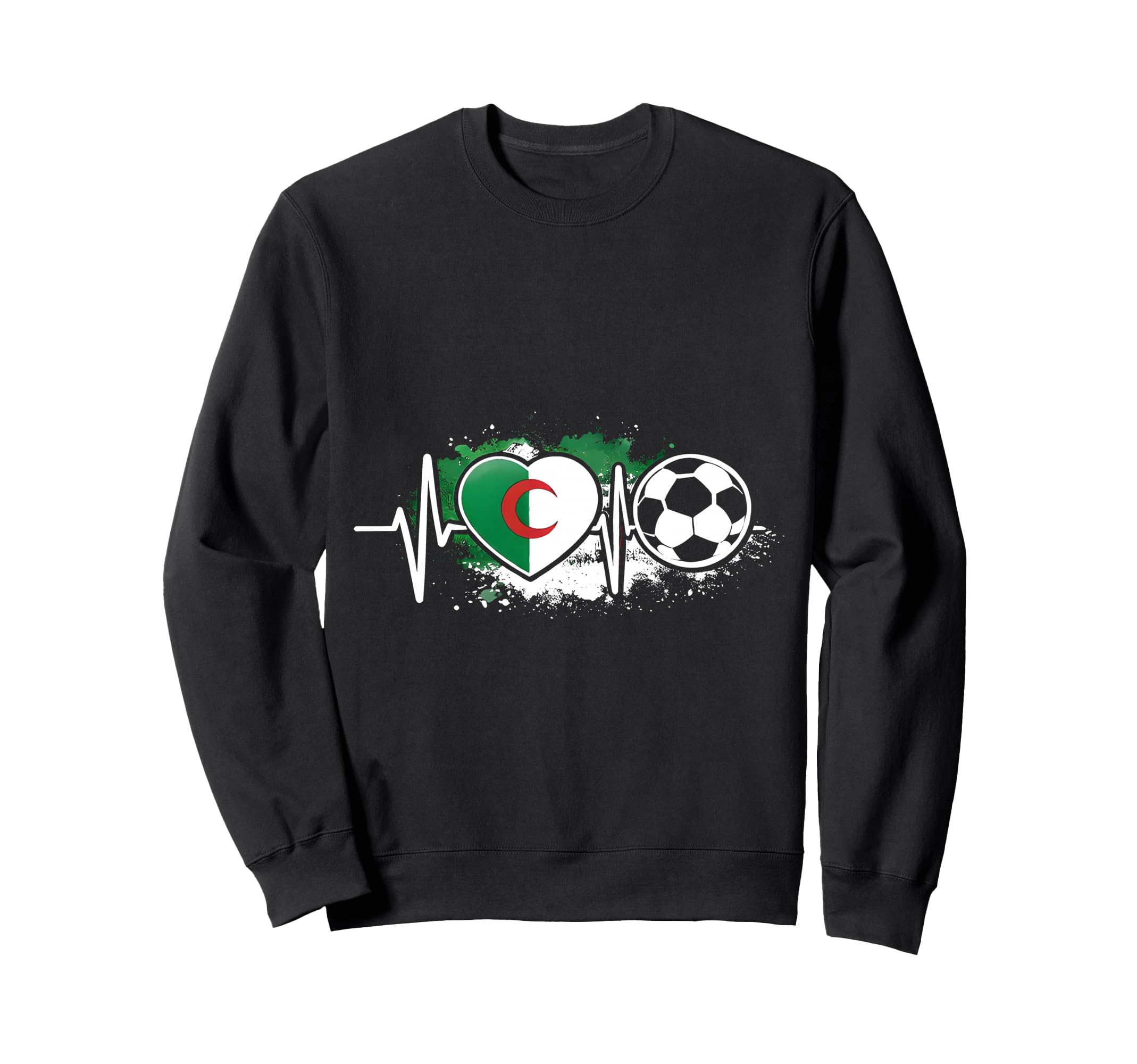 Algerian Soccer Heartbeat Flag Sweatshirt - Minimalist Print Men Women - T-Shirt, Sweatshirt, Hoodie