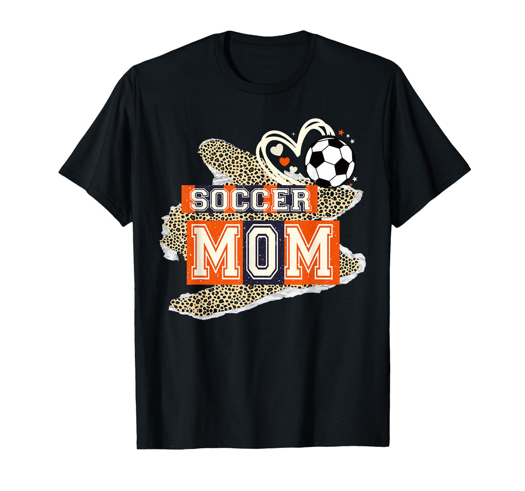Soccer Mom Leopard Heart Mama Mommy T-Shirt - Trendy Graphic Unisex - T-Shirt, Sweatshirt, Hoodie