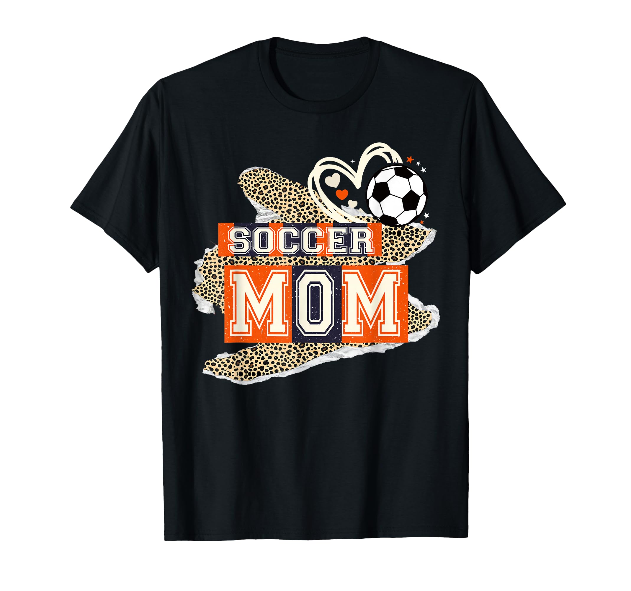 Soccer Mom Leopard Heart Mama Mommy T-Shirt - Unique Graphic for Adults - T-Shirt, Sweatshirt, Hoodie