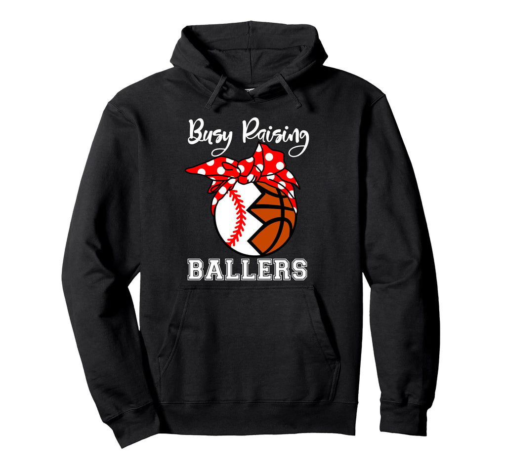 Busy Raising Ballers Funny Baseball Hoodie - Streetwear Style for Adults - T-Shirt, Sweatshirt, Hoodie