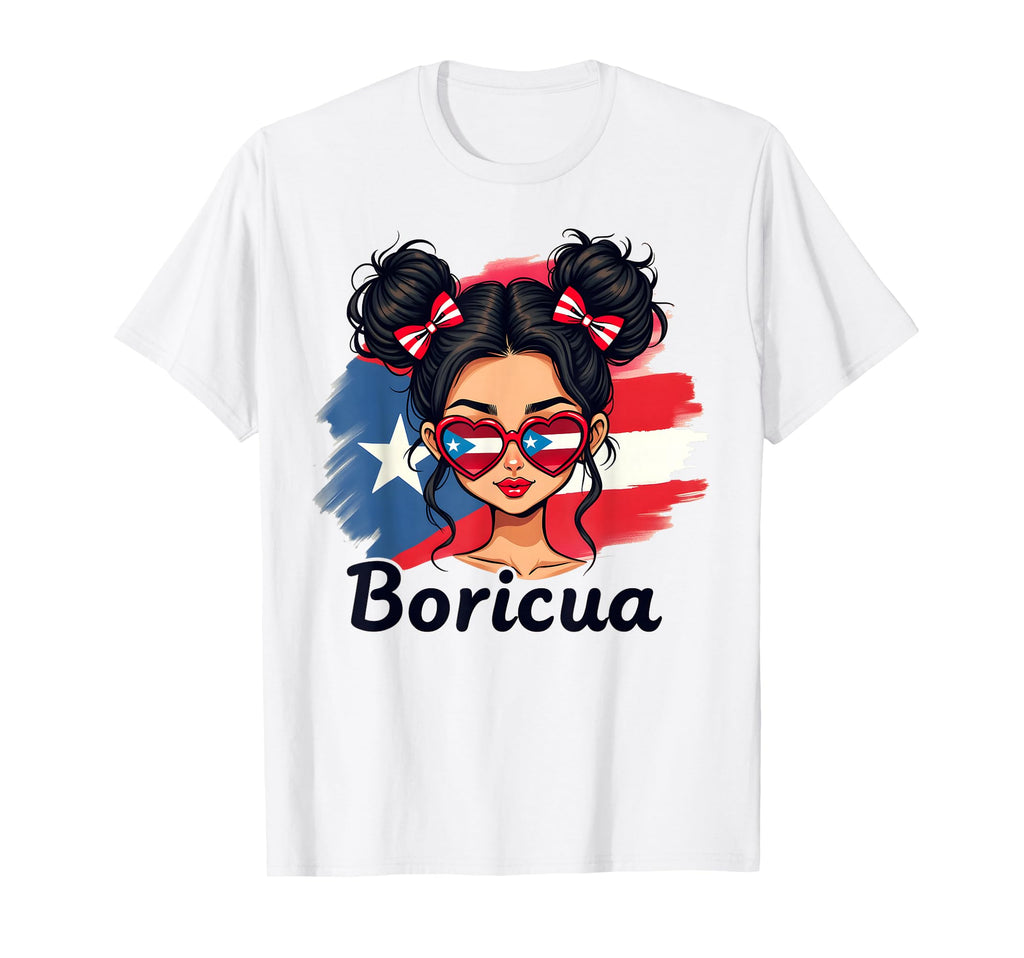 Puerto Rico Hispanic Heritage Messy Bun T-Shirt - Aesthetic Graphic Unisex - T-Shirt, Sweatshirt, Hoodie