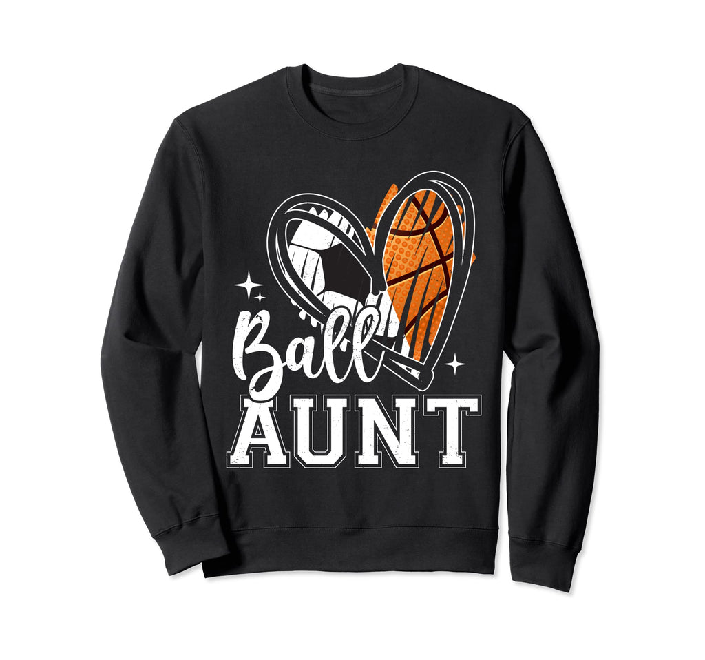 Ball Aunt Heart Soccer Basketball Sweatshirt - Minimalist Print for Adults - T-Shirt, Sweatshirt, Hoodie