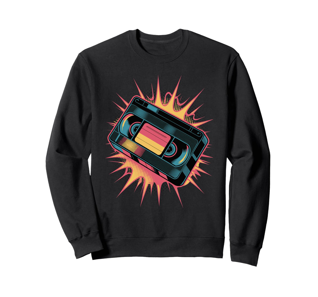 Pop Art Cassette Player Music Sweatshirt - Aesthetic Graphic for Adults - T-Shirt, Sweatshirt, Hoodie