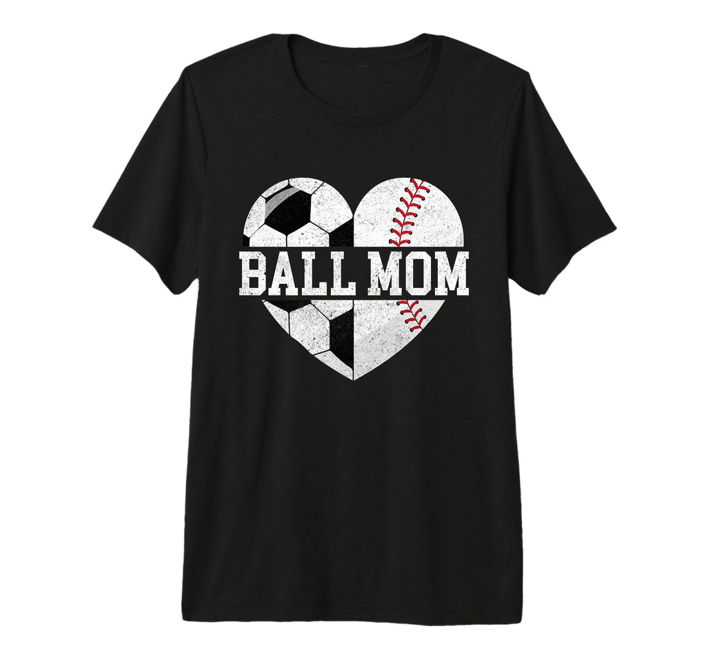 Ball Mom Heart Funny Baseball Soccer T-Shirt - Minimalist Print Men Women - T-Shirt, Sweatshirt, Hoodie