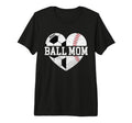 Ball Mom Heart Funny Baseball Soccer T-Shirt - Minimalist Print Men Women - T-Shirt, Sweatshirt, Hoodie