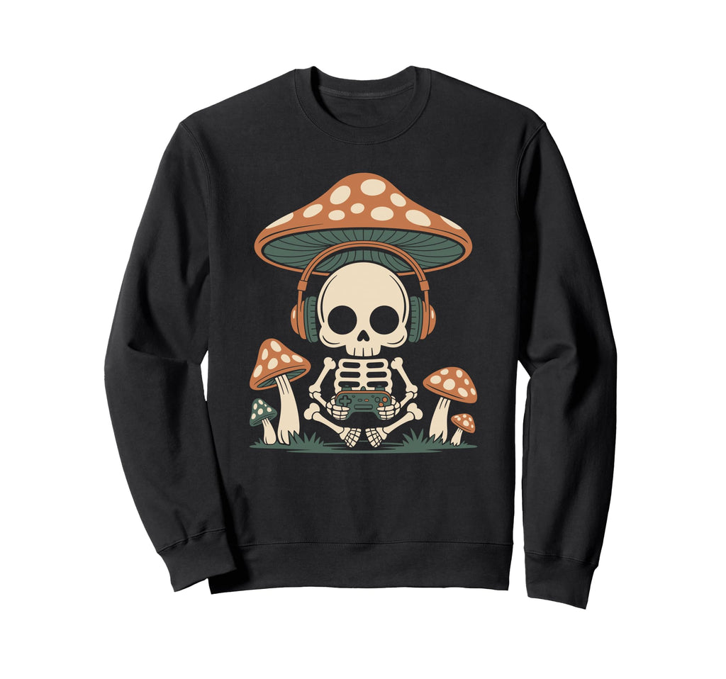 Gamer Skeleton Sitting Under Sweatshirt - Casual Everyday Wear Men Women - T-Shirt, Sweatshirt, Hoodie