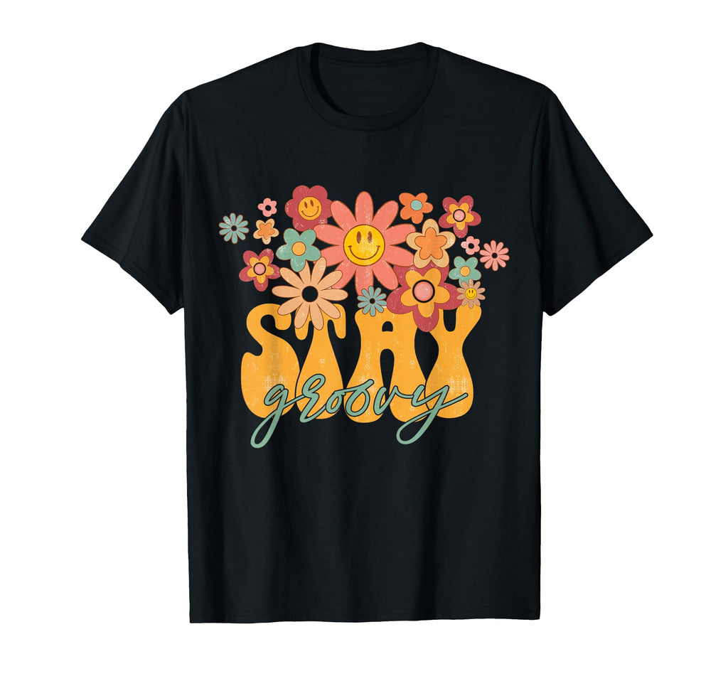 Happy Face Stay Groovy 60S 70S Aesthetic T-Shirt - Minimalist Print Unisex - T-Shirt, Sweatshirt, Hoodie