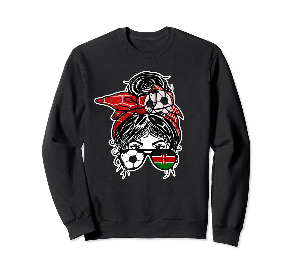 Messy Bun Hair Kenyan Soccer Kenya Sweatshirt - Novelty Apparel Men Women - T-Shirt, Sweatshirt, Hoodie