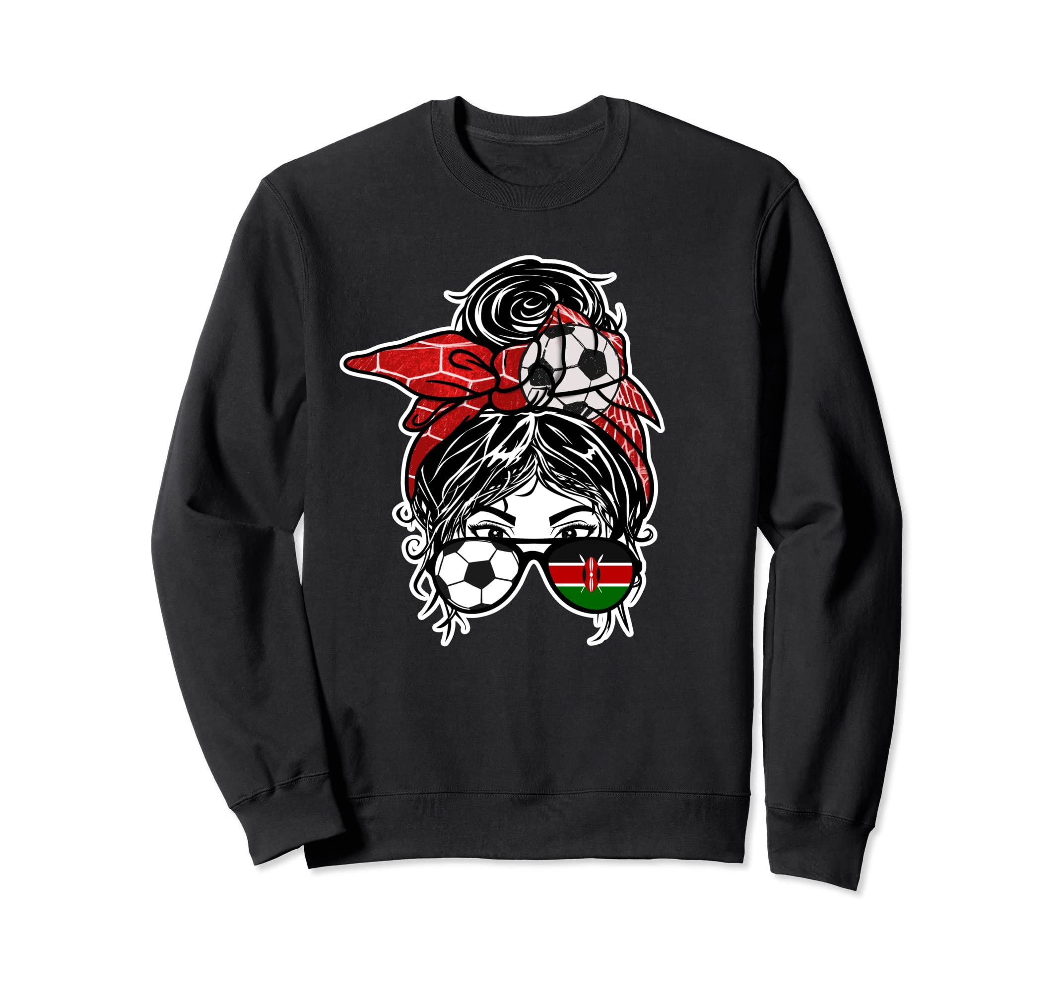 Messy Bun Hair Kenyan Soccer Kenya Sweatshirt - Novelty Apparel Men Women - T-Shirt, Sweatshirt, Hoodie