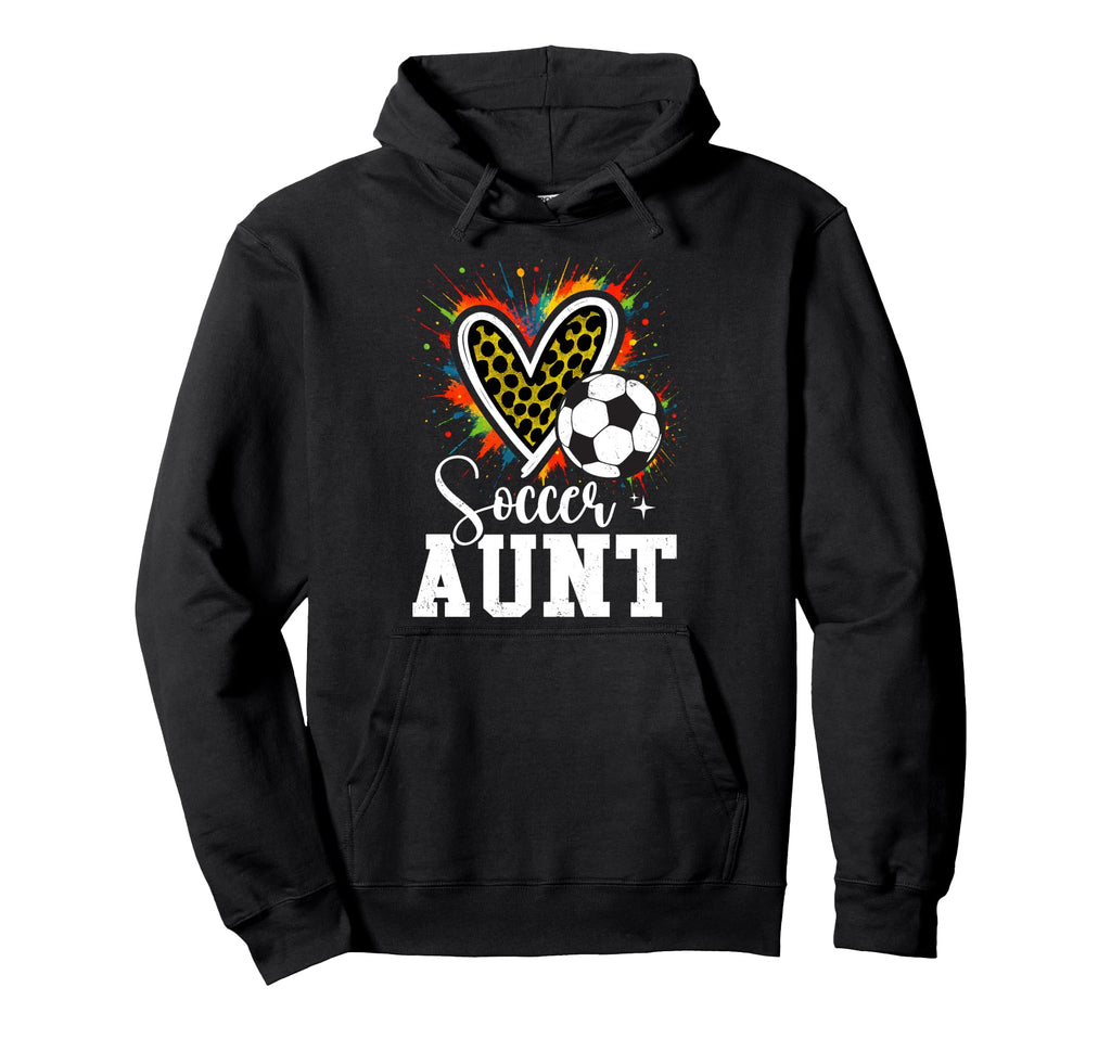 Soccer Aunt Leopard Heart Colorful Hoodie - Novelty Apparel Unisex - T-Shirt, Sweatshirt, Hoodie