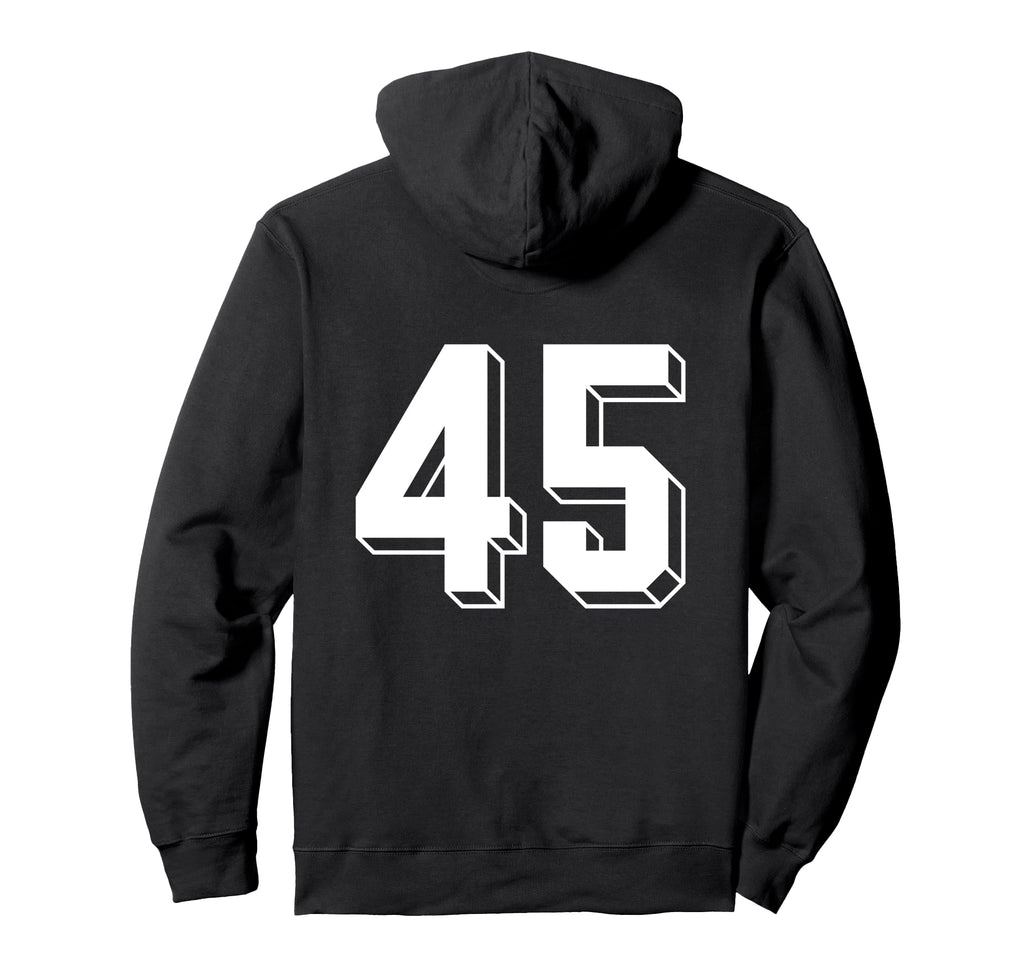 Number 45 Backside 80S 90S Team Jersey Hoodie - Novelty Apparel for Adults - T-Shirt, Sweatshirt, Hoodie