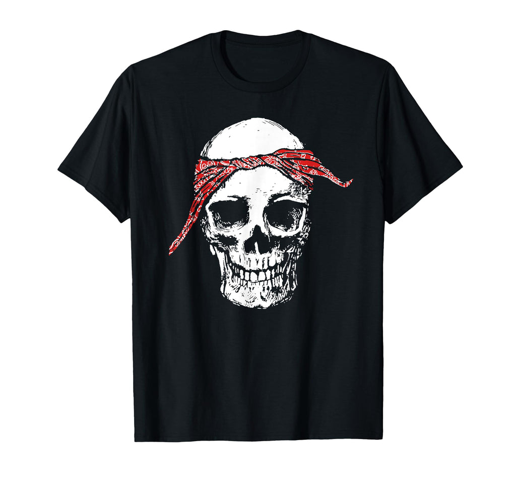 Hiphop Skull Red Do Rag Bandana Old T-Shirt - Novelty Apparel Men Women - T-Shirt, Sweatshirt, Hoodie