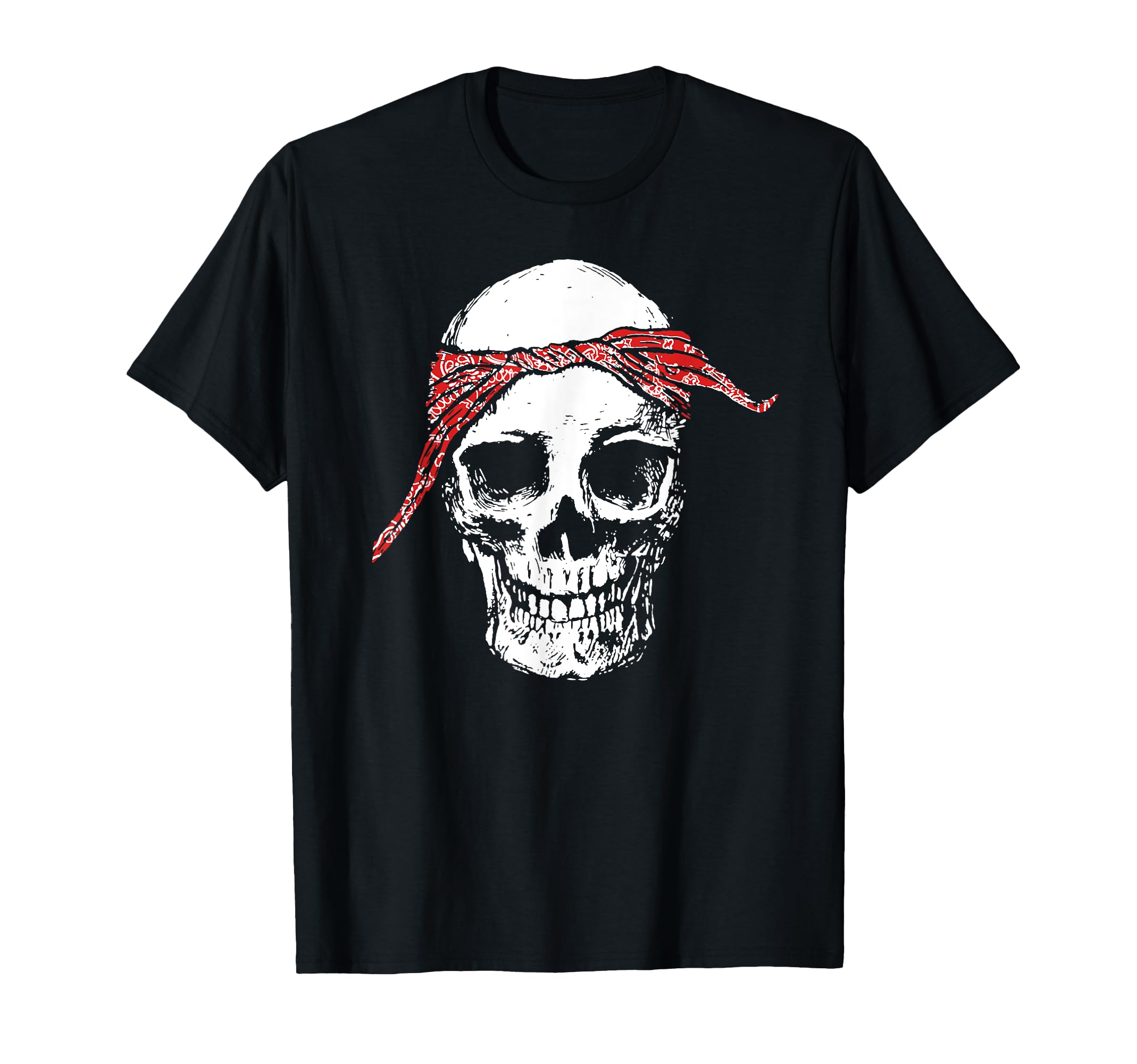 Hiphop Skull Red Do Rag Bandana Old T-Shirt - Novelty Apparel Men Women - T-Shirt, Sweatshirt, Hoodie