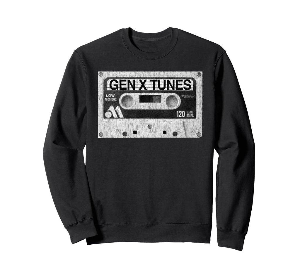 Gen X Tunes Distressed Cassette Sweatshirt - Aesthetic Graphic for Adults - T-Shirt, Sweatshirt, Hoodie