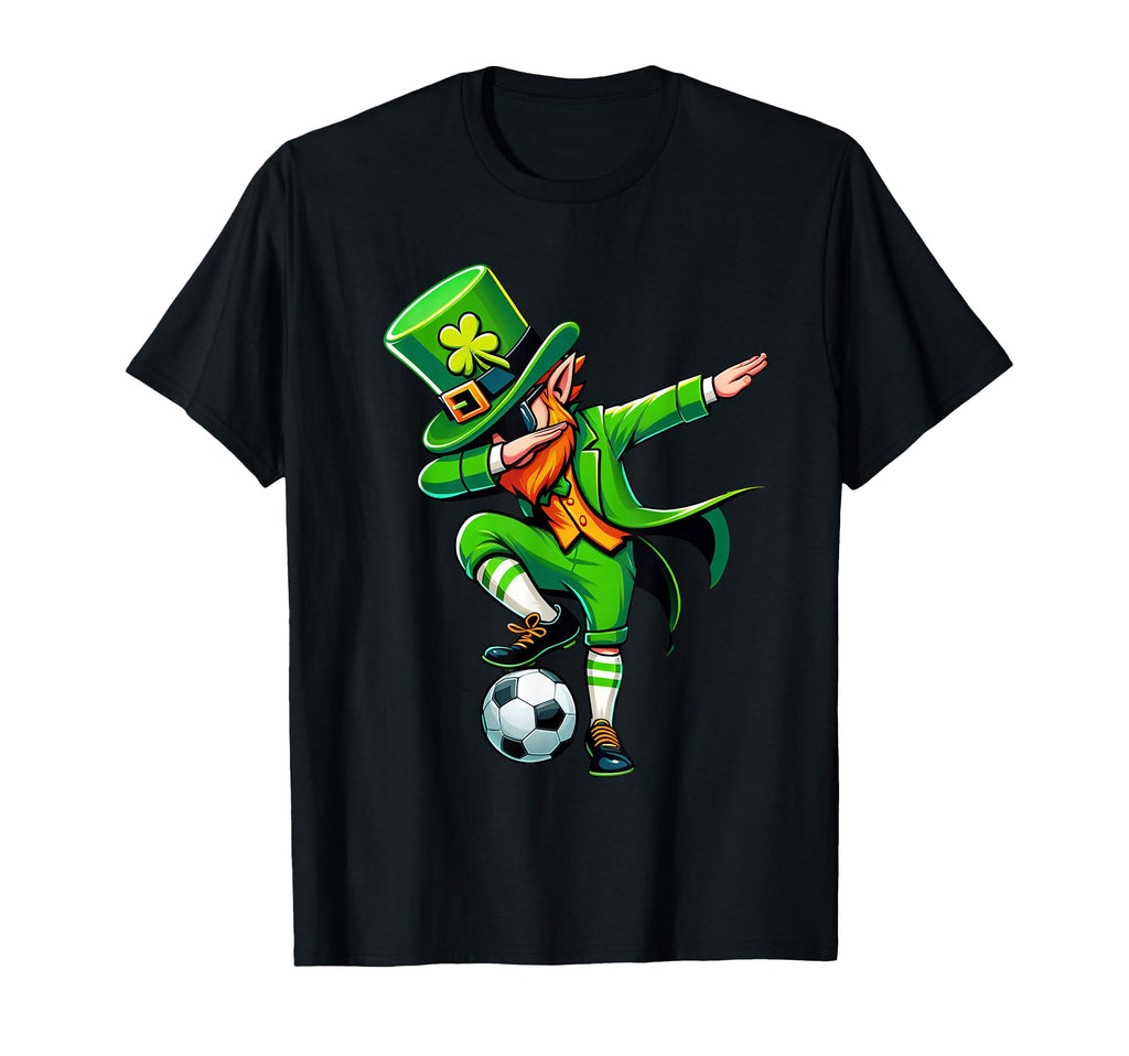 Leprechaun Playing Soccer St Patricks T-Shirt - Custom Art Print Unisex - T-Shirt, Sweatshirt, Hoodie