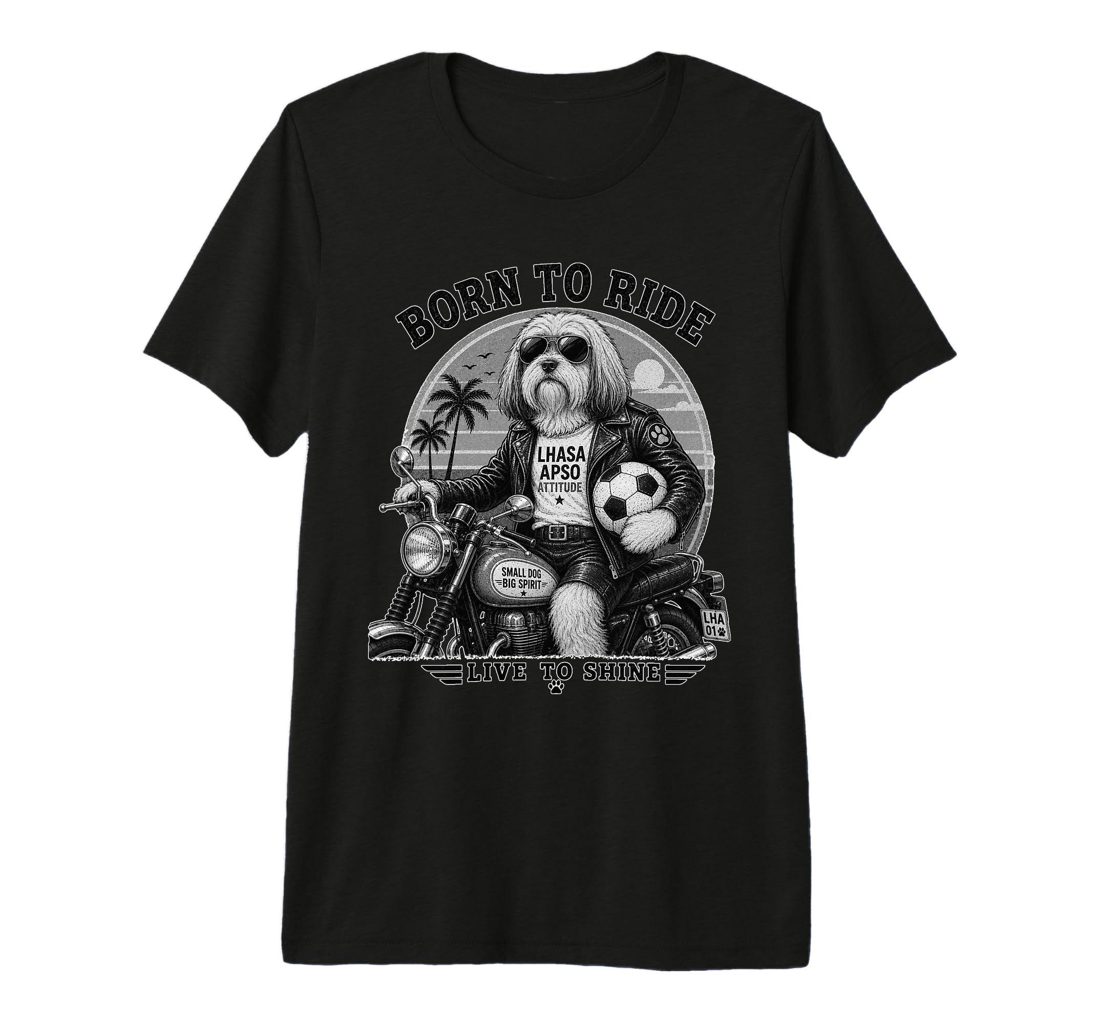 Lhasa Apso Motorbike Love Footbal T-Shirt - Streetwear Style for Adults - T-Shirt, Sweatshirt, Hoodie