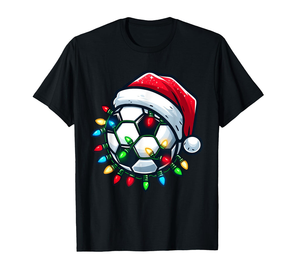 Soccer Ball Santa Hat Player Pajama T-Shirt - Custom Art Print Unisex - T-Shirt, Sweatshirt, Hoodie