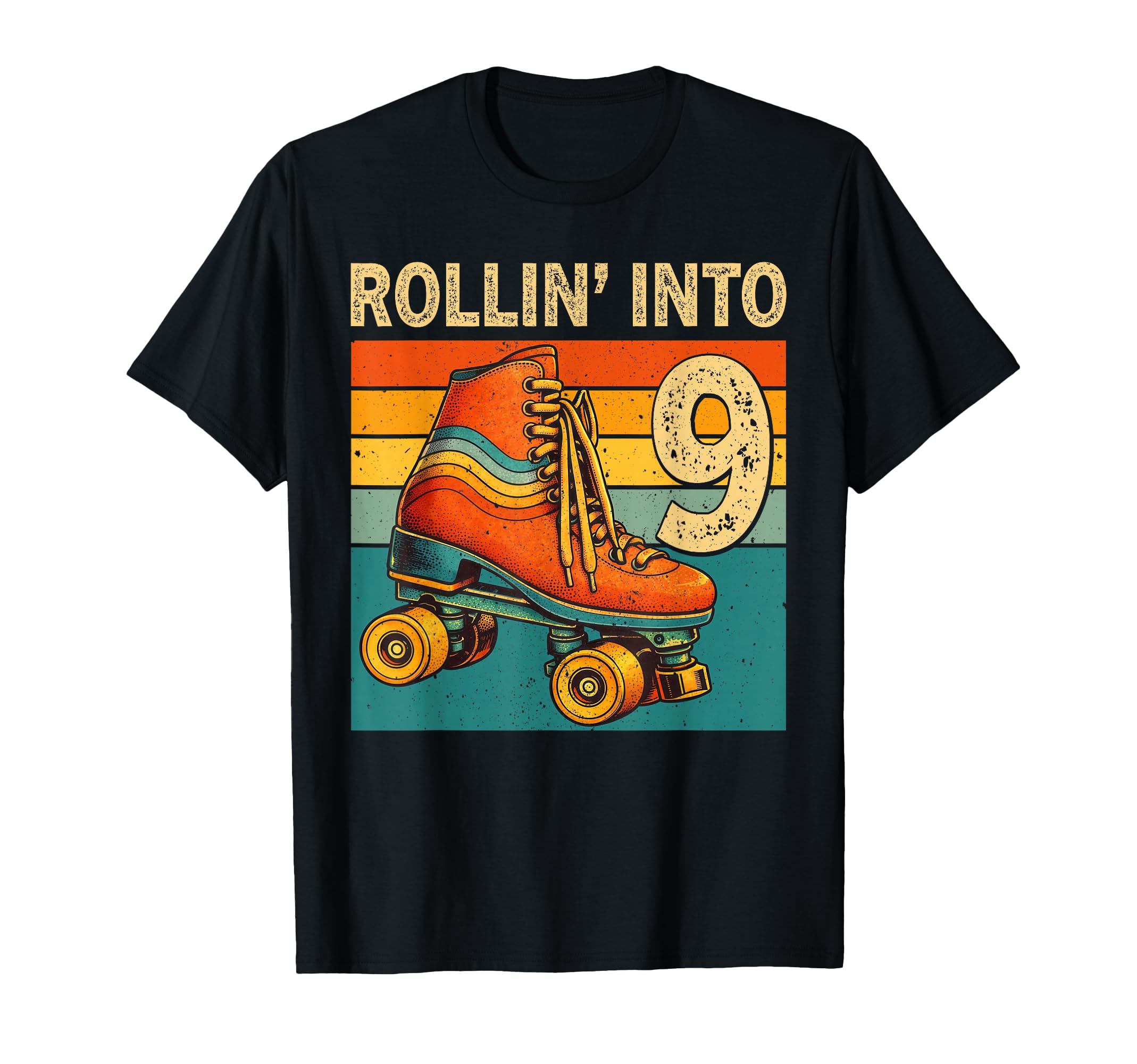 Rolling Into 9 Roller Skating 9Th T-Shirt - Aesthetic Graphic for Adults - T-Shirt, Sweatshirt, Hoodie
