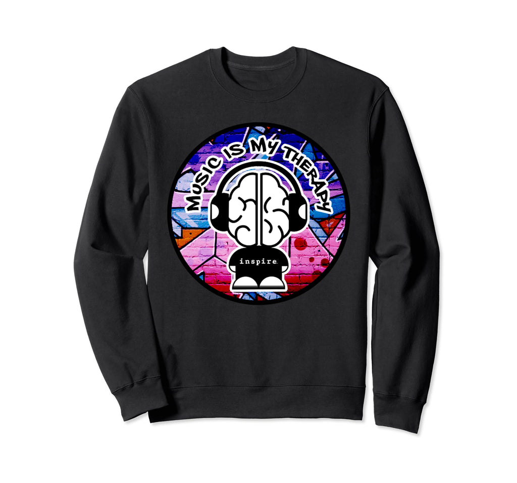 Inspire Brand Music Is My Therapy Sweatshirt - Minimalist Print for Adults - T-Shirt, Sweatshirt, Hoodie