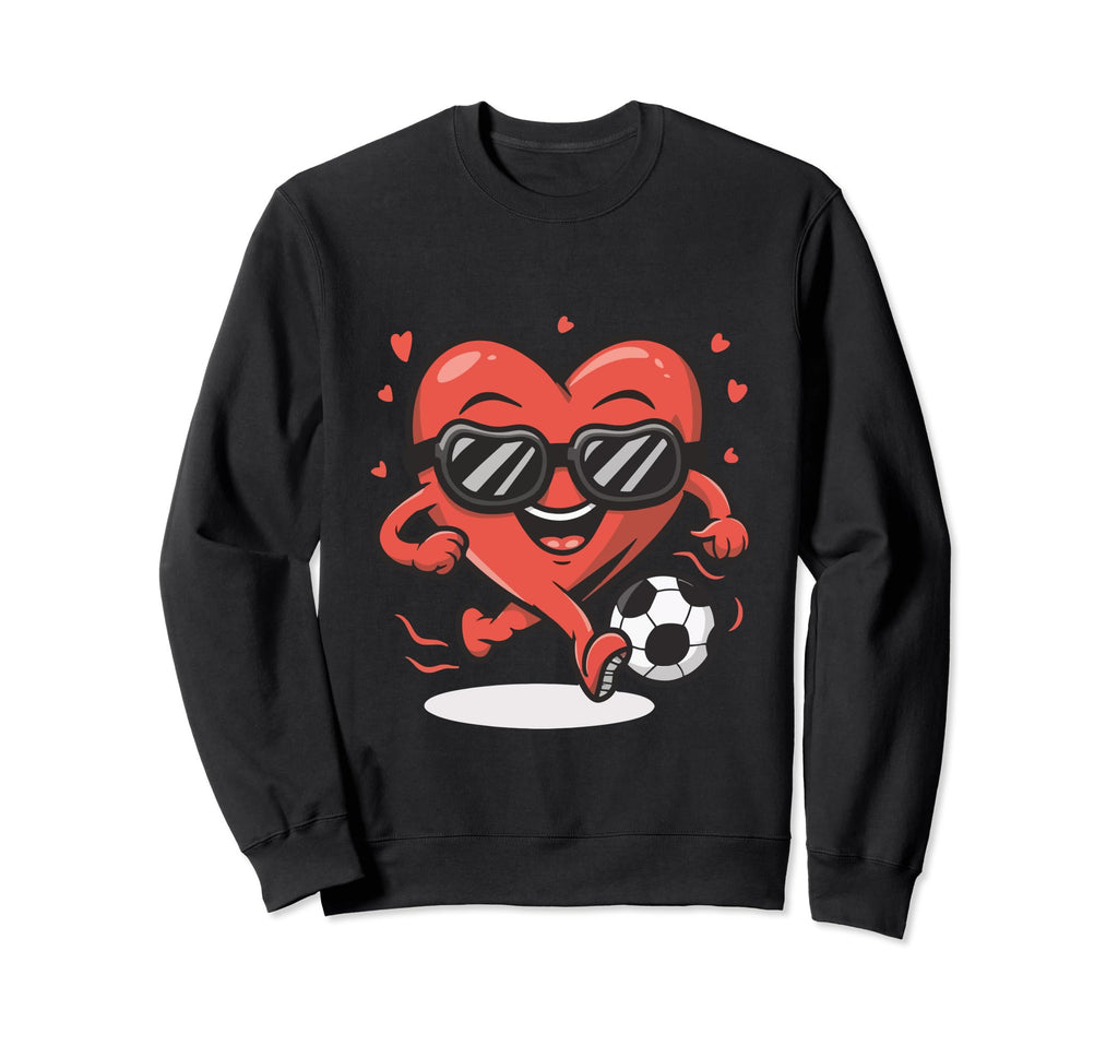Funny Heart Running Soccer Ball Sweatshirt - Unique Graphic for Adults - T-Shirt, Sweatshirt, Hoodie