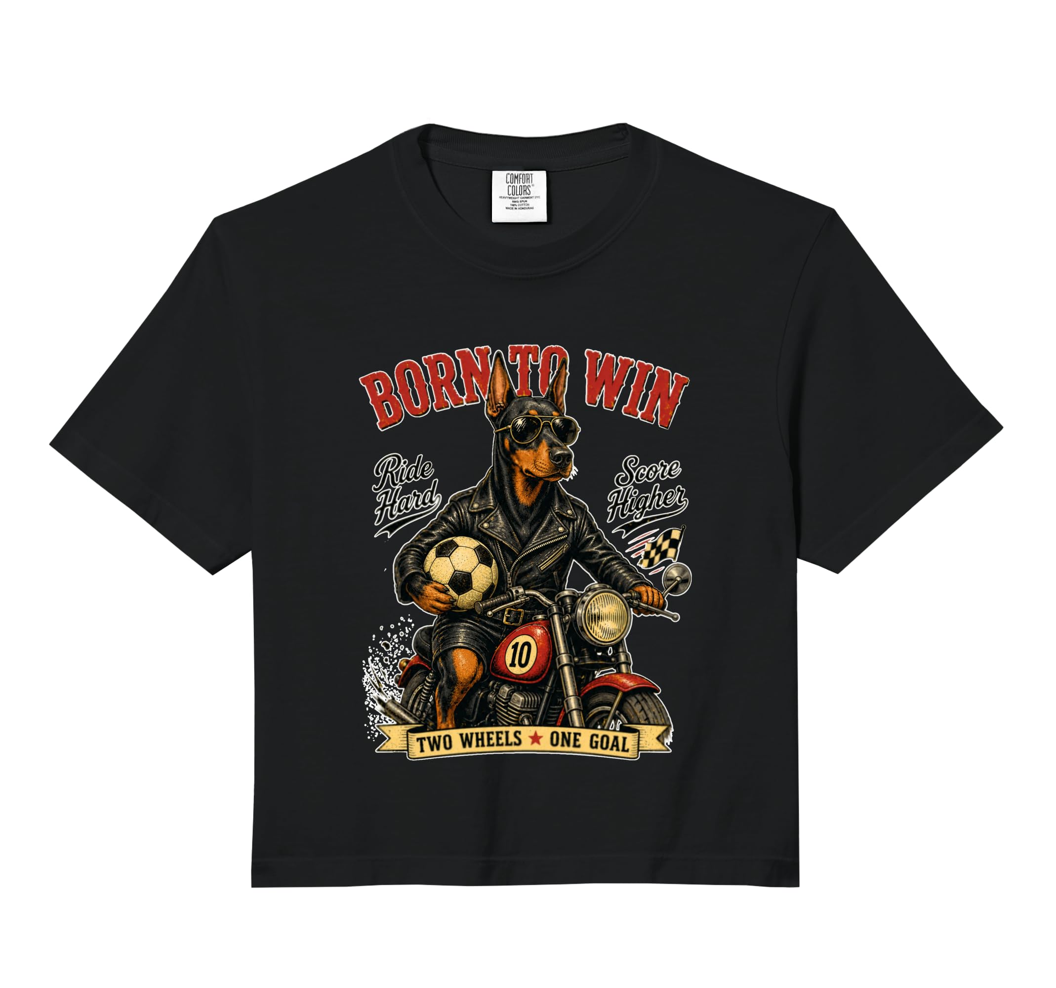 Doberman Pinscher Motorbike Love Footbal Hoodie - Graphic Print Unisex - T-Shirt, Sweatshirt, Hoodie