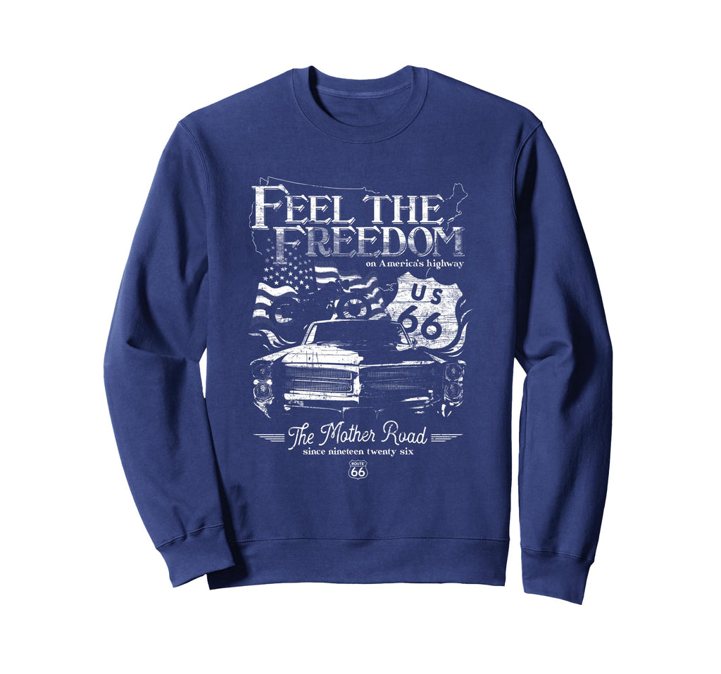 Route 66 Feel Freedom Americana Sweatshirt - Streetwear Style for Adults - T-Shirt, Sweatshirt, Hoodie