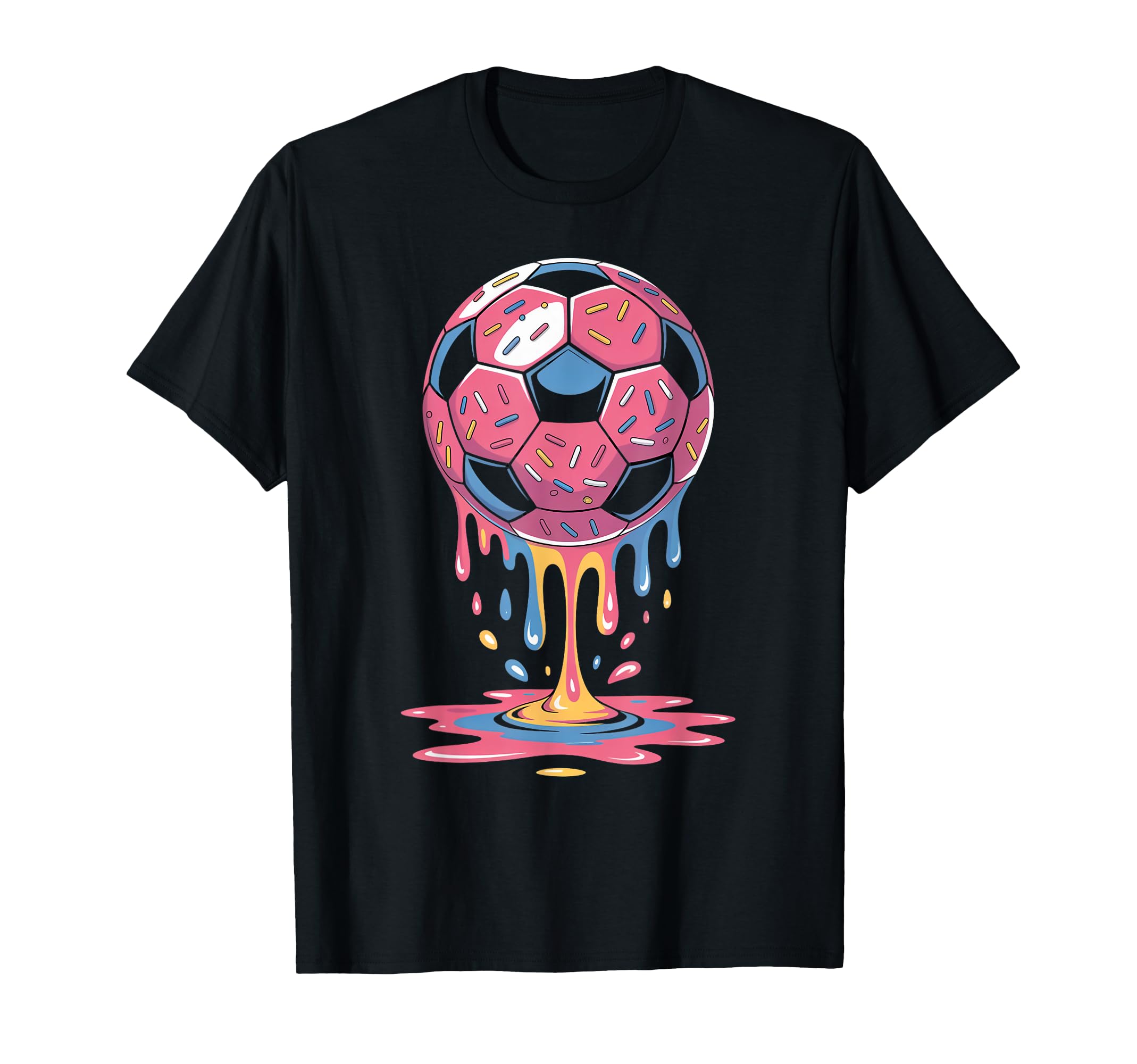 Soccer Ball Drip Ice Cream Drip Game T-Shirt - Graphic Print Men Women - T-Shirt, Sweatshirt, Hoodie